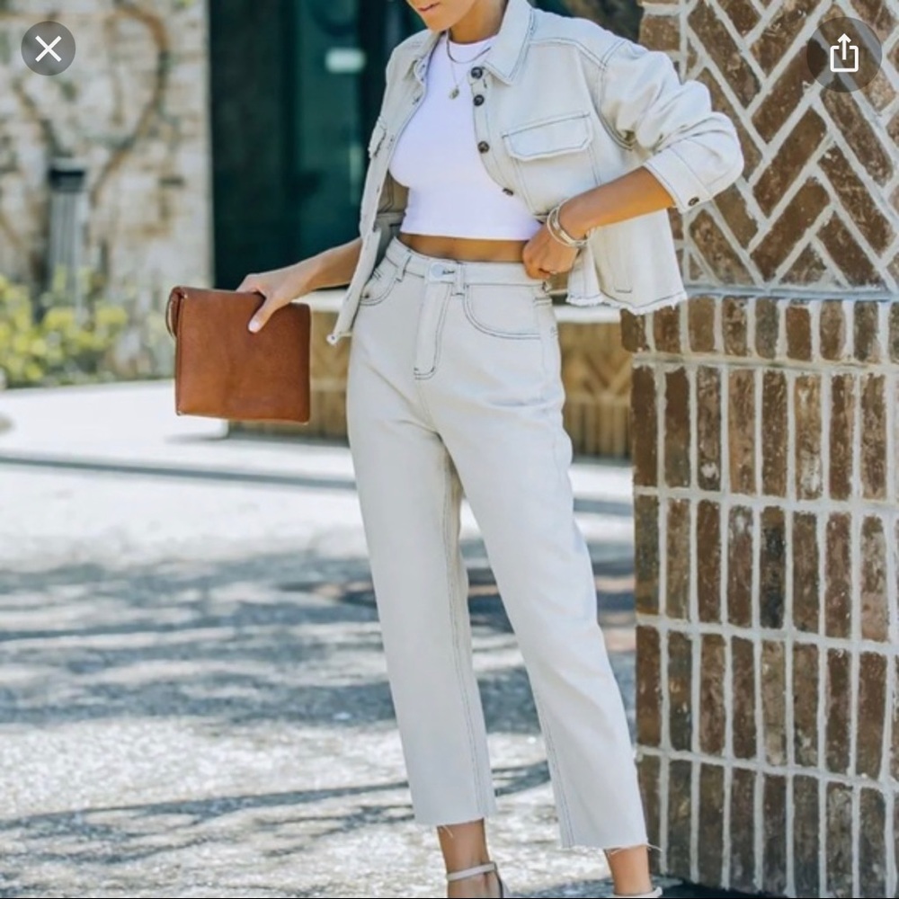 MIOU MUSE cropped denim jacket